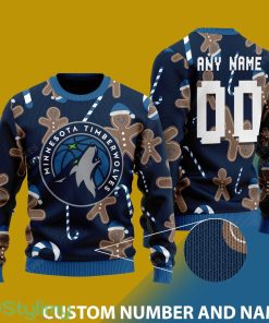Custom Number And Name Minnesota Timberwolves Christmas Santa Bear Ugly Christmas Sweater - Minnesota Timberwolves - CUSTOMIZE YOUR NAME & NUMBER