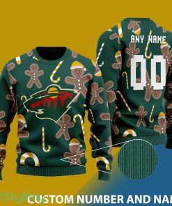 Custom Number And Name Minnesota Wild Christmas Santa Bear Ugly Christmas Sweater - Minnesota Wild - CUSTOMIZE YOUR NAME & NUMBER