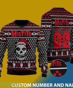 Custom Number And Name Misfits Style Christmas Santa Bear Ugly Christmas Sweater - M.isfits Ugly Christmas Sweater - CUSTOMIZE YOUR NAME & NUMBER