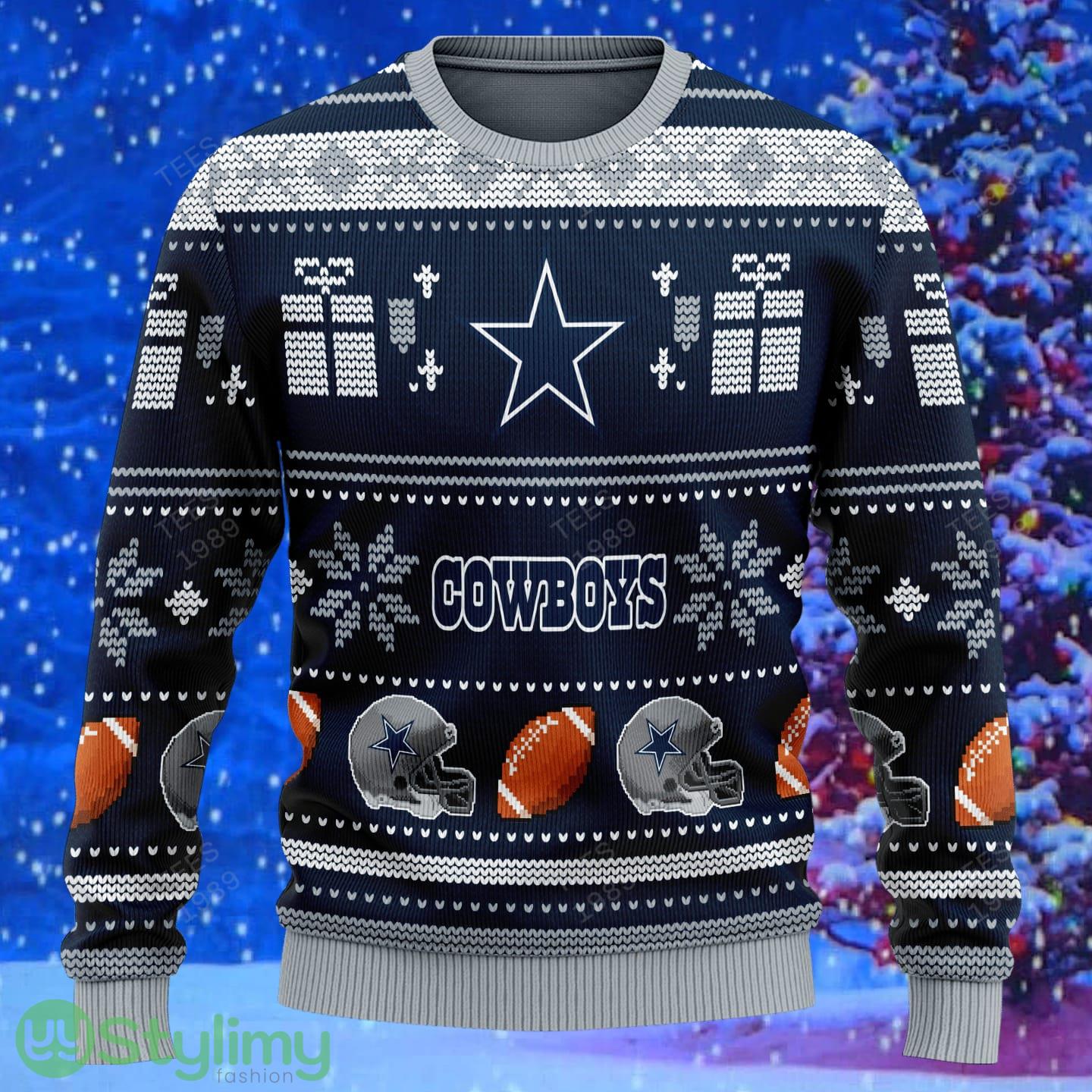 Dallas Cowboys Design NFL Snowflakes Reindeer 3D Sweater Custom Number And Name 2 Dallas Cowboys Design NFL Snowflakes Reindeer 3D Sweater Custom Number And Name - Dallas Cowboys v1 NFL Knitted Sweater Photo 2