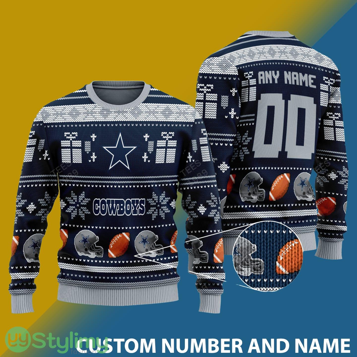 Dallas Cowboys Design NFL Snowflakes Reindeer 3D Sweater Custom Number And Name 4 Dallas Cowboys Design NFL Snowflakes Reindeer 3D Sweater Custom Number And Name - Dallas Cowboys v1 NFL Knitted Sweater Photo 1