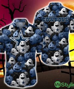 Dallas Cowboys Halloween Pumpkin Skull 3D Hawaiian Shirt For Fans Gift Christmas - Dallas Cowboys Halloween Aloha Shirt Trending For This Season_1
