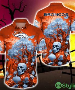 Denver Broncos Halloween Trending Skull 3D Hawaiian Shirt For Fans Gift Christmas Men And Women - Denver Broncos Halloween Skull Trending Hawaii Shirt New Arrivals_1