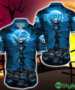 Detroit Lions Halloween Jack Skellington 3D Hawaiian Shirt For Fans Gift Christmas Men And Women - Detroit Lions Halloween Jack Hawaii Shirt Trending For This Season_1