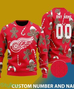 Detroit Red Wings Snowflakes Reindeer 3D Sweater Custom Number And Name - Detroit Red Wings - CUSTOMIZE YOUR NAME & NUMBER Photo 1