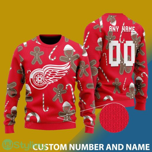 Detroit Red Wings Snowflakes Reindeer 3D Sweater Custom Number And Name