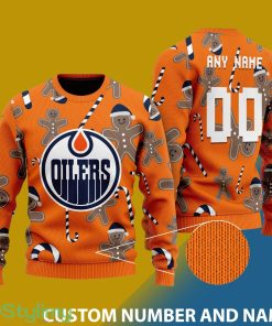 Edmonton Oilers Snowflakes Reindeer 3D Sweater Custom Number And Name - Edmonton Oilers - CUSTOMIZE YOUR NAME & NUMBER Photo 1