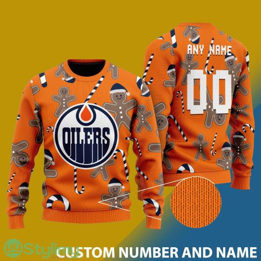 Edmonton Oilers Snowflakes Reindeer 3D Sweater Custom Number And Name