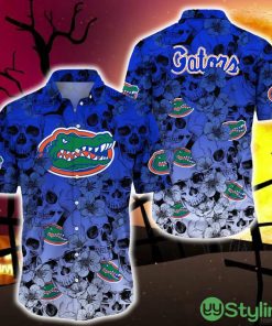 Florida Gators Halloween Aloha Skull 3D Hawaiian Shirt For Fans Gift Christmas Men And Women - Florida Gators Halloween Season Aloha Shirt, New Arrivals_1