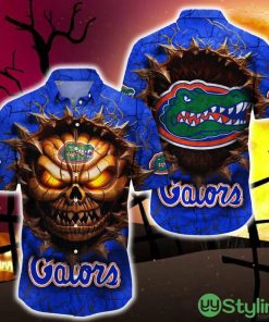 Florida Gators Halloween Angry Skull 3D Hawaiian Shirt For Fans Gift Christmas Men And Women - Florida Gators Halloween Super Trending Shirt For This Season_1