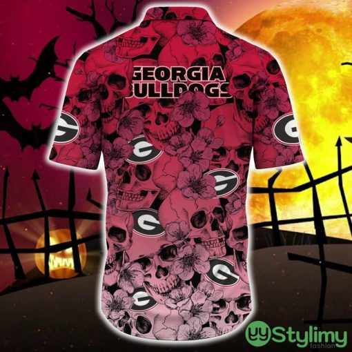 Georgia Bulldogs Halloween Aloha Skull 3D Hawaiian Shirt For Fans Gift Christmas Men And Women - Georgia Bulldogs Halloween Season Aloha Shirt, New Arrivals_4