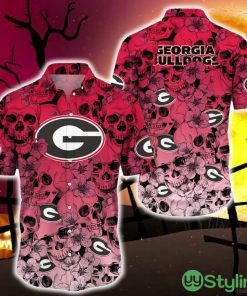 Georgia Bulldogs Halloween Aloha Skull 3D Hawaiian Shirt For Fans Gift Christmas Men And Women - Georgia Bulldogs Halloween Season Aloha Shirt, New Arrivals_1