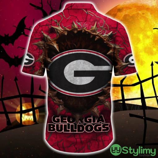 Georgia Bulldogs Halloween Angry Skull 3D Hawaiian Shirt For Fans Gift Christmas Men And Women - Georgia Bulldogs Halloween Super Trending Shirt For This Season_4
