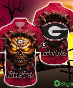 Georgia Bulldogs Halloween Angry Skull 3D Hawaiian Shirt For Fans Gift Christmas Men And Women - Georgia Bulldogs Halloween Super Trending Shirt For This Season_1