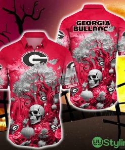Georgia Bulldogs Halloween Trending Skull 3D Hawaiian Shirt For Fans Gift Christmas Men And Women - Georgia Bulldogs Halloween Skull Trending Hawaii Shirt New Arrivals_1