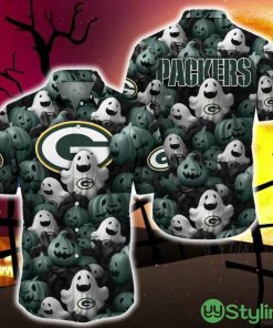 Green Bay Packers Halloween Pumpkin Skull 3D Hawaiian Shirt For Fans Gift Christmas - Green Bay Packers Halloween Aloha Shirt Trending For This Season_1