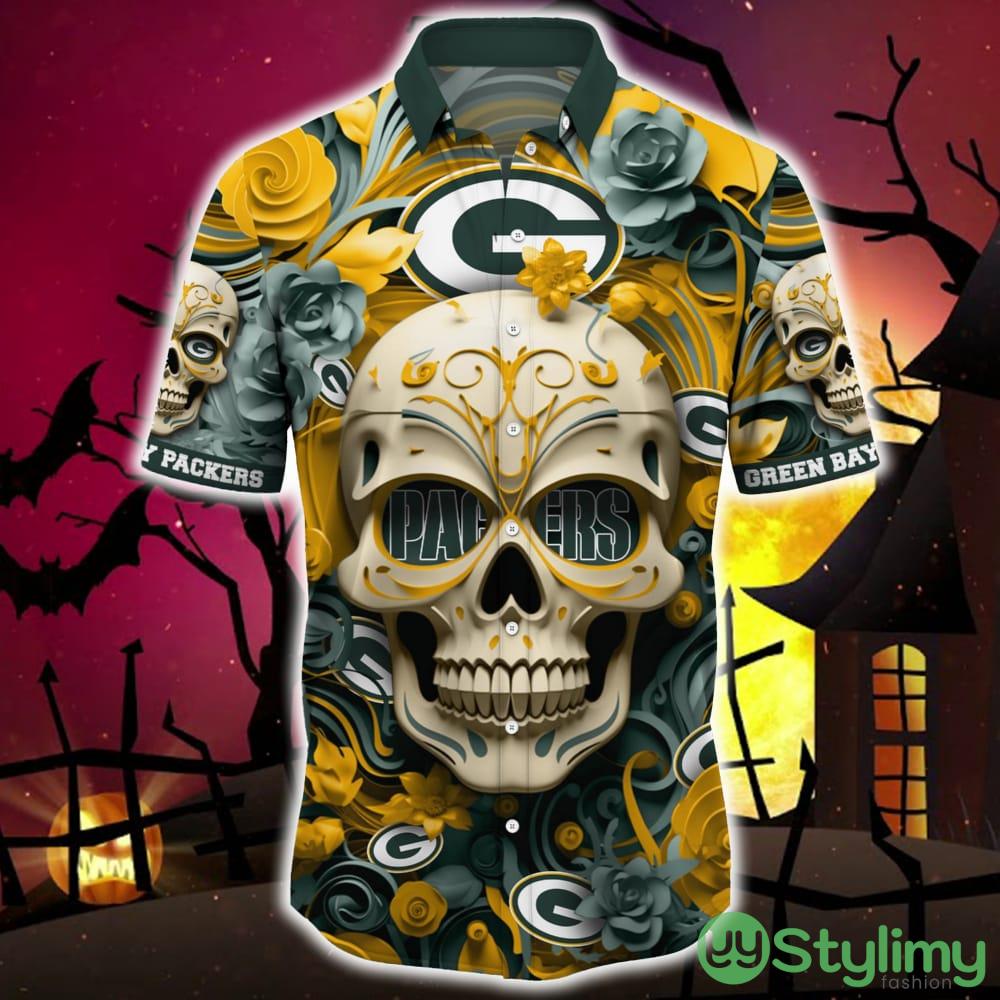 Green Bay Packers Halloween Skull 3D Hawaiian Shirt For Fans Gift Christmas Men And Women 2 Green Bay Packers Halloween Skull 3D Hawaiian Shirt For Fans Gift Christmas Men And Women - Green Bay Packers Halloween Hawaii Shirt Trending New Arrivals_3