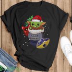 Hot Baltimore Ravens Christmas Baby Yoda Star Wars Funny Happy Nfl T-Shirt - Ladies T-Shirt