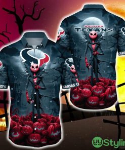 Houston Texans Halloween Jack Skellington 3D Hawaiian Shirt For Fans Gift Christmas Men And Women - Houston Texans Halloween Jack Hawaii Shirt Trending For This Season_1