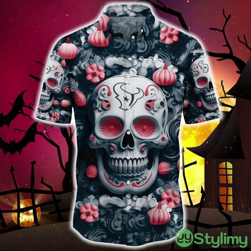 Houston Texans Halloween Pumpkin Skull 3D Hawaiian Shirt For Fans Gift Christmas Men And Women 2 Houston Texans Halloween Pumpkin Skull 3D Hawaiian Shirt For Fans Gift Christmas Men And Women - Houston Texans Halloween Season Aloha Shirt, New Arrivals_3