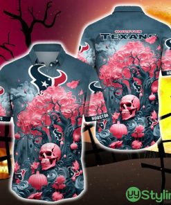 Houston Texans Halloween Trending Skull 3D Hawaiian Shirt For Fans Gift Christmas Men And Women - Houston Texans Halloween Skull Trending Hawaii Shirt New Arrivals_1