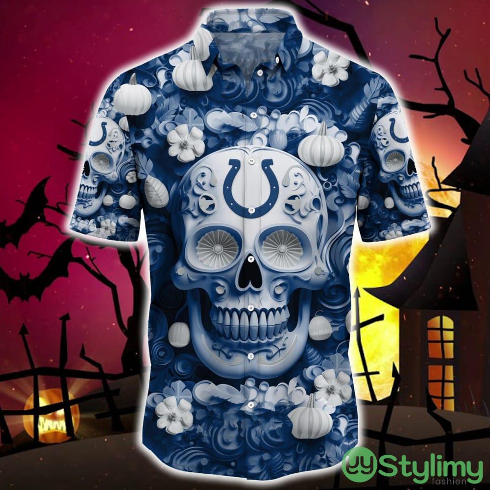 Indianapolis Colts Halloween Pumpkin Skull 3D Hawaiian Shirt For Fans Gift Christmas Men And Women 2 Indianapolis Colts Halloween Pumpkin Skull 3D Hawaiian Shirt For Fans Gift Christmas Men And Women - Indianapolis Colts Halloween Season Aloha Shirt, New Arrivals_3