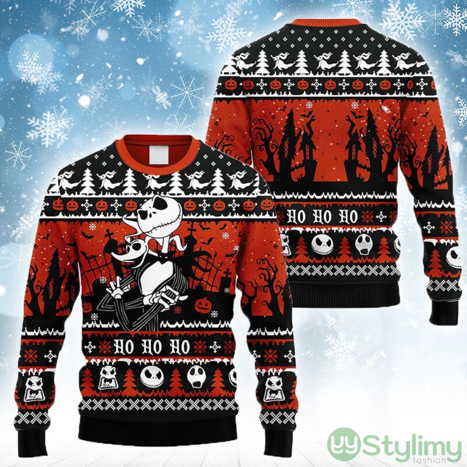 Jack Skellington And Zero Nightmare Before Christmas Ugly Sweater 3 Jack Skellington And Zero Nightmare Before Christmas Ugly Sweater Product Photo 1