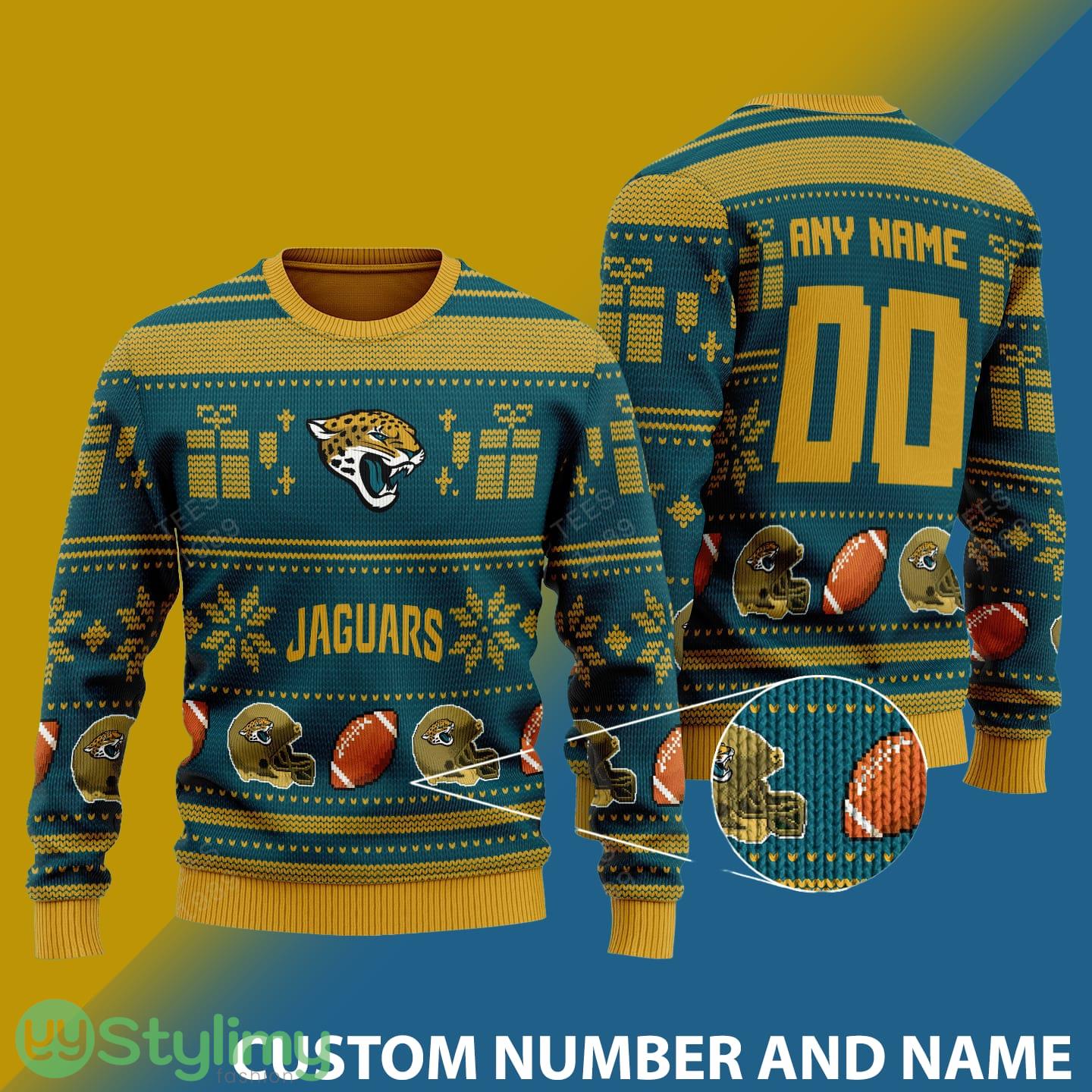 Jacksonville Jaguars Design NFL Snowflakes Reindeer 3D Sweater Custom Number And Name 4 Jacksonville Jaguars Design NFL Snowflakes Reindeer 3D Sweater Custom Number And Name - Jacksonville Jaguars v1 NFL Knitted Sweater Photo 1