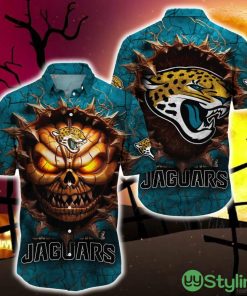 Jacksonville Jaguars Halloween Angry Skull 3D Hawaiian Shirt For Fans Gift Christmas Men And Women - Jacksonville Jaguars Halloween Super Trending Shirt For This Season_1