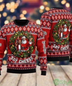 Jesus And Santa Say Cheese Ugly Christmas Sweater, Ugly Holiday Sweater Product Photo 1