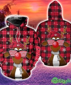 Kansas City Chiefs Christmas Reindeer Sunglasses 3D Hoodie Zip Hoodie Red Print Holiday Gift For Fans - Kansas City Chiefs Christmas Reindeer Sunglasses 3D Hoodie Zip Hoodie Red Print Holiday Gift For Fans