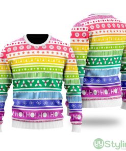 LGBT Rainbow Cozy Holiday Ugly Sweater, Ugly Holiday Ho Ho Ho Sweater Product Photo 1