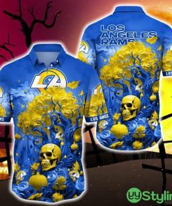 Los Angeles Rams Halloween Trending Skull 3D Hawaiian Shirt For Fans Gift Christmas Men And Women - Los Angeles Rams Halloween Skull Trending Hawaii Shirt New Arrivals_1
