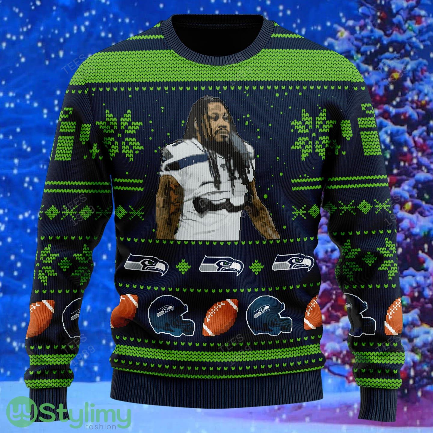 Marshawn Lynch seattle seahawks NFL Knitted Xmas Sweater Gift Men And Women 2 Marshawn Lynch seattle seahawks NFL Knitted Xmas Sweater Gift Men And Women - Marshawn Lynch seattle seahawks NFL Knitted Sweater Photo 2