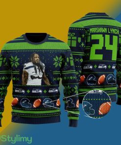 Marshawn Lynch seattle seahawks NFL Knitted Xmas Sweater Gift Men And Women - Marshawn Lynch seattle seahawks NFL Knitted Sweater Photo 1