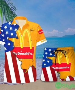 McDonald's USA Flag Aloha Summer Beach Hawaiian Combo Shirt And Short Gift Hawaiian For Mens - McDonald's USA Flag Aloha Summer Beach Hawaiian Shirt And Short_1