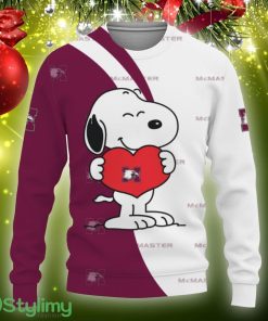 McMaster Marauders Snoopy Cute Heart American Sports Team Knitted Christmas Sweater Gift Holidays - McMaster Marauders Snoopy Cute Heart American Sports Team Sweatshirt-3D Sweatshirt_3