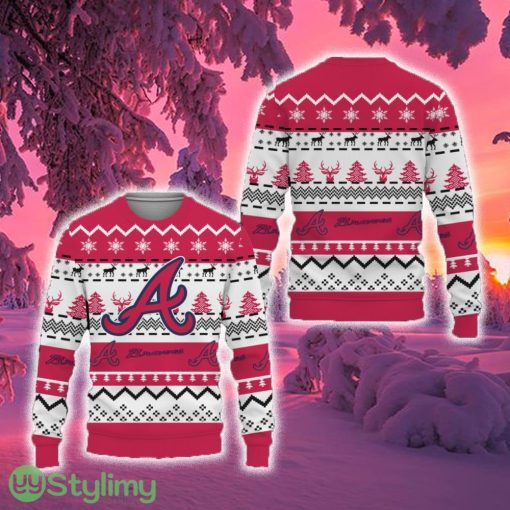 Merry Snow Pattern Funny Cute Atlanta Braves Ugly Christmas Sweater New For Fans Gift Christmas - Merry Snow Pattern Funny Cute Atlanta Braves Ugly Christmas Sweater New For Fans Gift Christmas