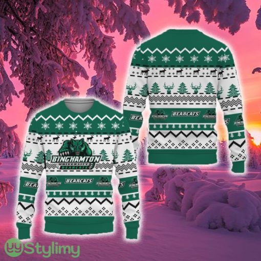 Merry Snow Pattern Funny Cute Binghamton Bearcats Ugly Christmas Sweater New For Fans Gift Christmas - Merry Snow Pattern Funny Cute Binghamton Bearcats Ugly Christmas Sweater New For Fans Gift Christmas