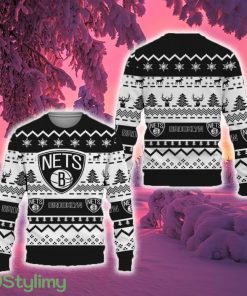 Merry Snow Pattern Funny Cute Brooklyn Nets Ugly Christmas Sweater New For Fans Gift Christmas - Merry Snow Pattern Funny Cute Brooklyn Nets Ugly Christmas Sweater New For Fans Gift Christmas