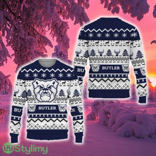 Merry Snow Pattern Funny Cute Butler Bulldogs Ugly Christmas Sweater New For Fans Gift Christmas