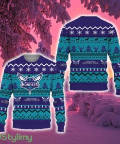 Merry Snow Pattern Funny Cute Charlotte Hornets Ugly Christmas Sweater New For Fans Gift Christmas - Merry Snow Pattern Funny Cute Charlotte Hornets Ugly Christmas Sweater New For Fans Gift Christmas