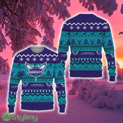 Merry Snow Pattern Funny Cute Charlotte Hornets Ugly Christmas Sweater New For Fans Gift Christmas