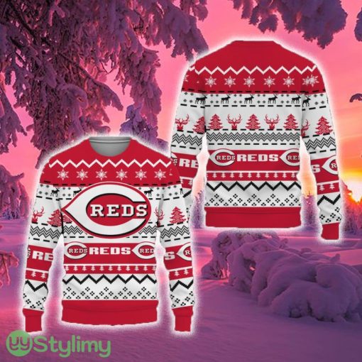 Merry Snow Pattern Funny Cute Cincinnati Reds Ugly Christmas Sweater New For Fans Gift Christmas - Merry Snow Pattern Funny Cute Cincinnati Reds Ugly Christmas Sweater New For Fans Gift Christmas