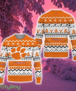 Merry Snow Pattern Funny Cute Clemson Tigers Ugly Christmas Sweater New For Fans Gift Christmas - Merry Snow Pattern Funny Cute Clemson Tigers Ugly Christmas Sweater New For Fans Gift Christmas