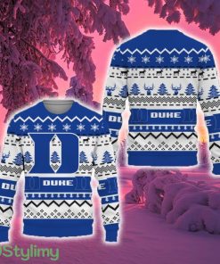 Merry Snow Pattern Funny Cute Duke Blue Devils Ugly Christmas Sweater New For Fans Gift Christmas - Merry Snow Pattern Funny Cute Duke Blue Devils Ugly Christmas Sweater New For Fans Gift Christmas