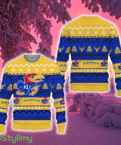 Merry Snow Pattern Funny Cute Kansas Jayhawks Ugly Christmas Sweater New For Fans Gift Christmas - Merry Snow Pattern Funny Cute Kansas Jayhawks Ugly Christmas Sweater New For Fans Gift Christmas