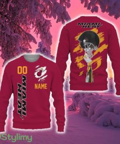 Miami Heat Sports American Football Helmet New Trends Custom Number And Name 3D Sweater Christmas For Fans Gift - Miami Heat Sports American Football Helmet New Trends Custom Number And Name 3D Sweater Christmas For Fans Gift
