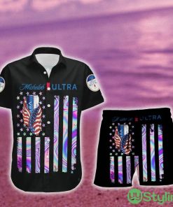 Michelob Ultra USA Flag Aloha Summer Beach Hawaiian Combo Shirt And Short Gift Hawaiian For Mens - Michelob Ultra USA Flag Aloha Summer Beach Hawaiian Shirt And Short_1