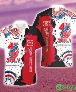 Miller High Life USA Flag Independence 4th of July Hawaiian Combo Shirt And Short Gift Hawaiian For Mens - Miller High Life USA Flag Independence 4th of July Hawaiian Shirt And Short_1